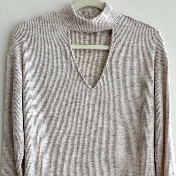 DOLAN Mockneck Long Sleeve Sweater with Keyhole Neckline, Tan, Size XS - Picture 2 of 16